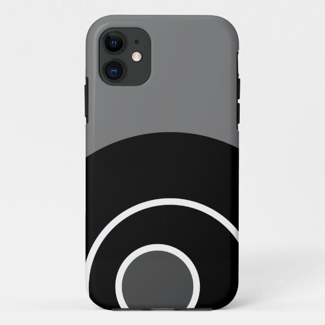 Modern Gray Black White Modern Concentric Art Case-Mate iPhone Case (Back)