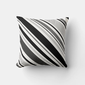Modern Gray, Black, White Stripe Pillow