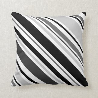 Modern Gray, Black, White Stripe Pillow