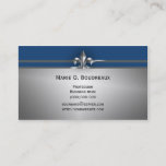Modern Gray Blue Fleur de Lis Business Card