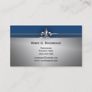 Modern Gray Blue Fleur De Lis Business Card by EnchantedBayou at Zazzle