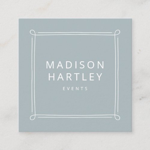 Modern Gray Blue  White Decorative Frame Square Business Card