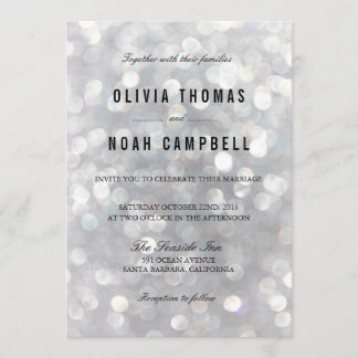 Modern Gray Blur Lights Elegant Wedding Invitation