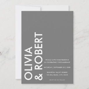 Modern Gray Bold Minimalist Wedding Invitation