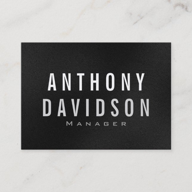 Modern Gray Bold Text Chubby Business Card (Front)
