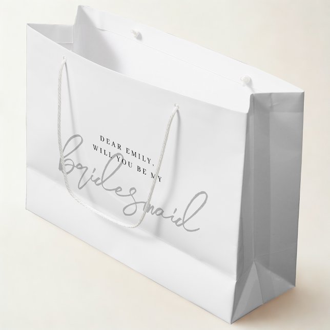 Modern Gray Bridesmaid Proposal Gift Bag (Creator Uploaded)