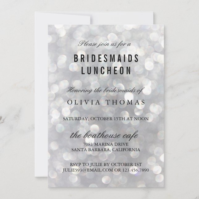 Modern Gray Bridesmaids Luncheon Invitations Card (Front)