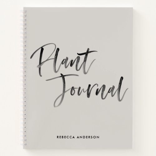 Modern Gray Brush Script Calligraphy Plant Journal