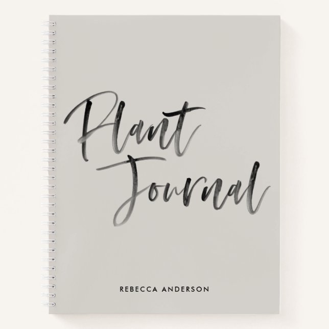 Modern Gray Brush Script Calligraphy Plant Journal (Front)