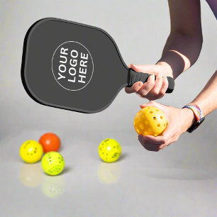 Modern Gray Business Branded Logo Pickleball Paddle