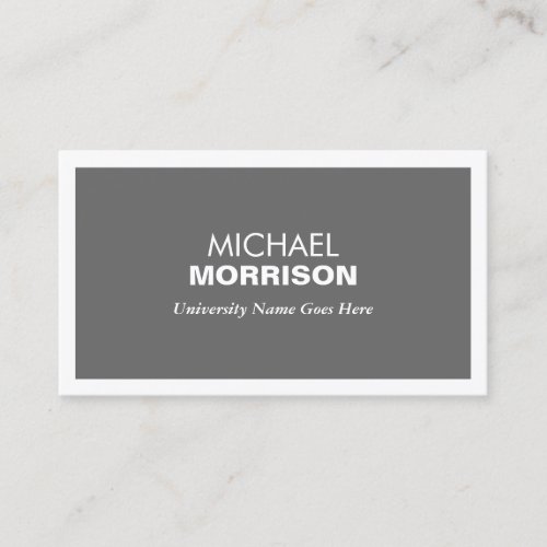 MODERN GRAY BUSINESS CARD FOR COLLEGE STUDENTS