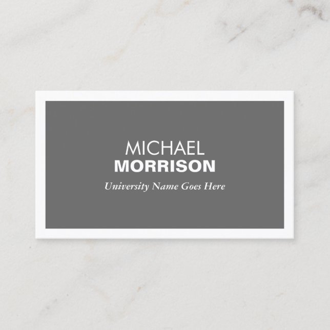 MODERN GRAY BUSINESS CARD FOR COLLEGE STUDENTS (Front)