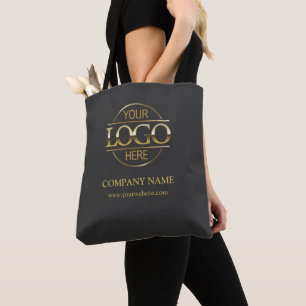 Modern Gray Business Company Logo Promotional Gift Tote Bag