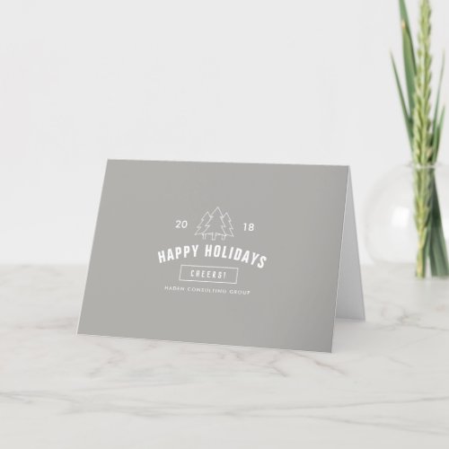 Modern gray business corporate holiday logo card