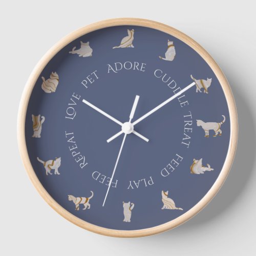Modern Gray Cat Numeral Love Time Clock
