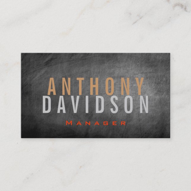 Modern Gray Chalkboard Huge Letter Business Card (Front)