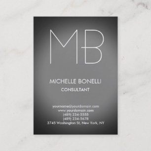Modern gray chubby monogram business card