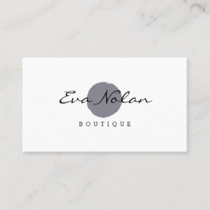 Modern Gray Circle Script Logo Boutique  Business Card