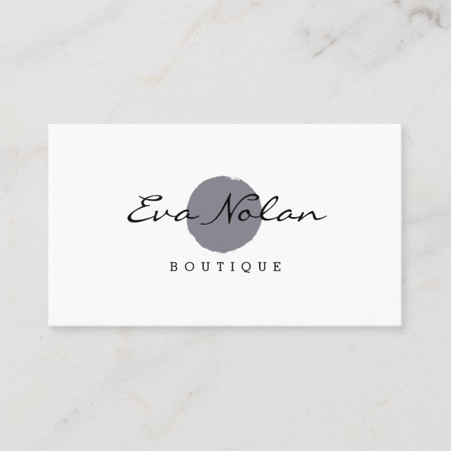 Modern Gray Circle Script Logo Boutique  Business Card (Front)