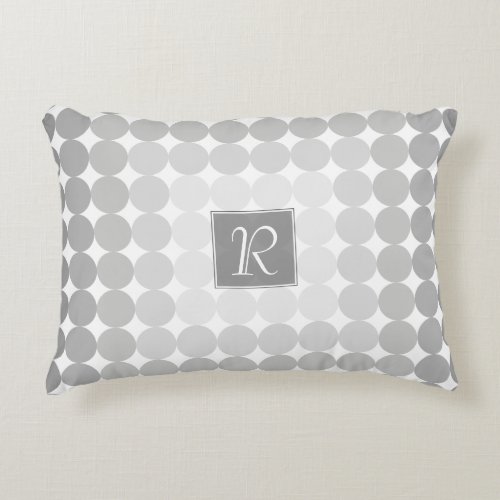 Modern Gray Circles Monogram Accent Pillow