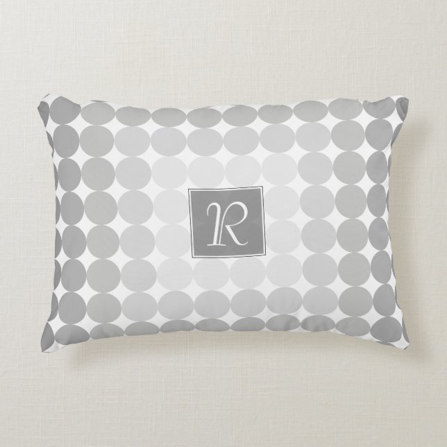 Modern Gray Circles Monogram Accent Pillow (Front)