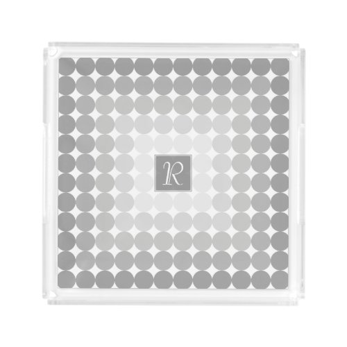 Modern Gray Circles Monogram Acrylic Tray