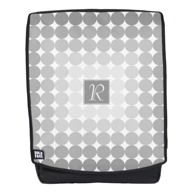 Modern Gray Circles Monogram Backpack (Front)