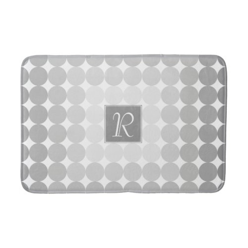 Modern Gray Circles Monogram Bathroom Mat