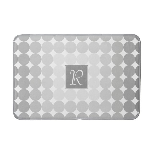 Modern Gray Circles Monogram Bathroom Mat (Front)