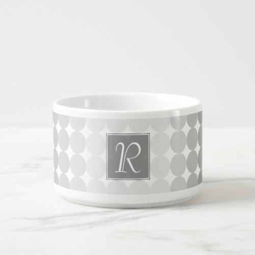 Modern Gray Circles Monogram Bowl