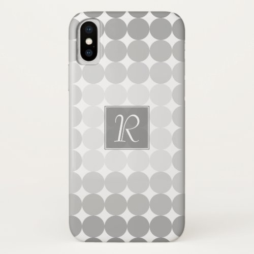 Modern Gray Circles Monogram iPhone X Case