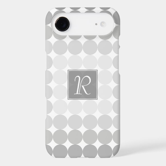 Modern Gray Circles Monogram Case-Mate iPhone Case (Back)