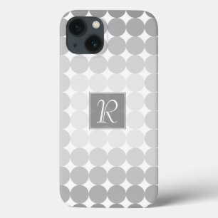 Modern Gray Circles Monogram iPhone 13 Case