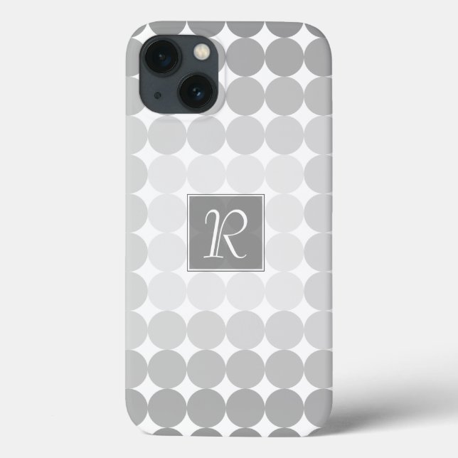 Modern Gray Circles Monogram Case-Mate iPhone Case (Back)