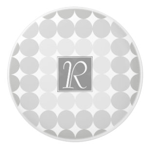 Modern Gray Circles Monogram Ceramic Knob