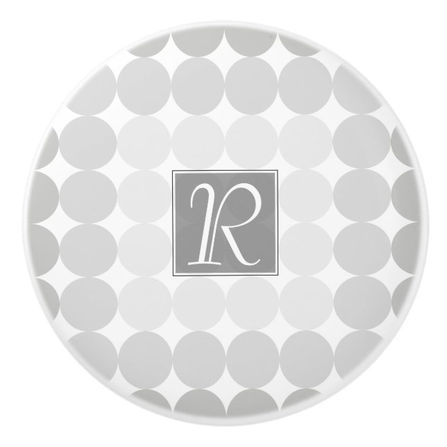 Modern Gray Circles Monogram Ceramic Knob (Front)