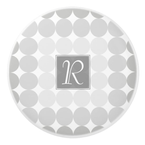 Modern Gray Circles Monogram Ceramic Knob