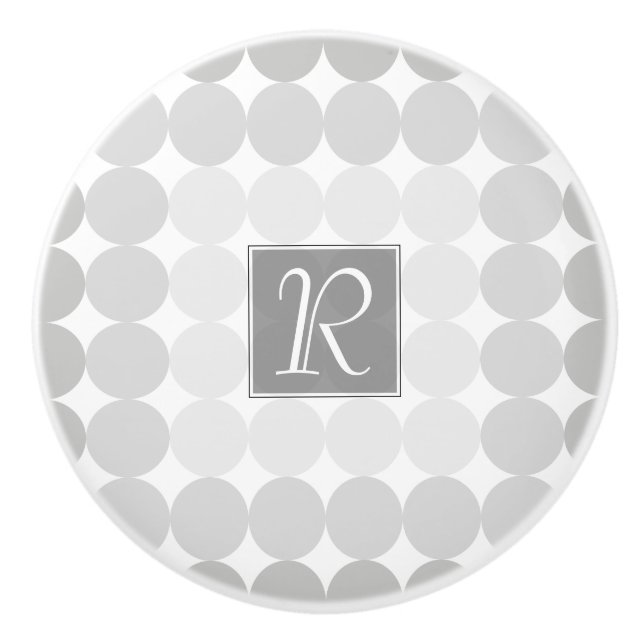 Modern Gray Circles Monogram Ceramic Knob (Front)
