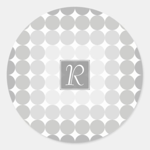 Modern Gray Circles Monogram Classic Round Sticker