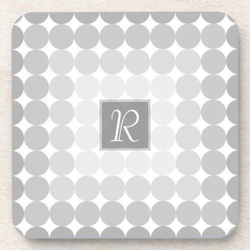 Modern Gray Circles Monogram Coaster