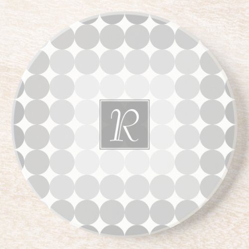 Modern Gray Circles Monogram Drink Coaster