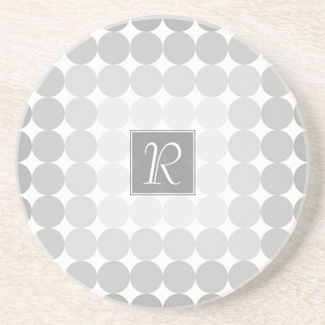 Modern Gray Circles Monogram Drink Coaster (Front)