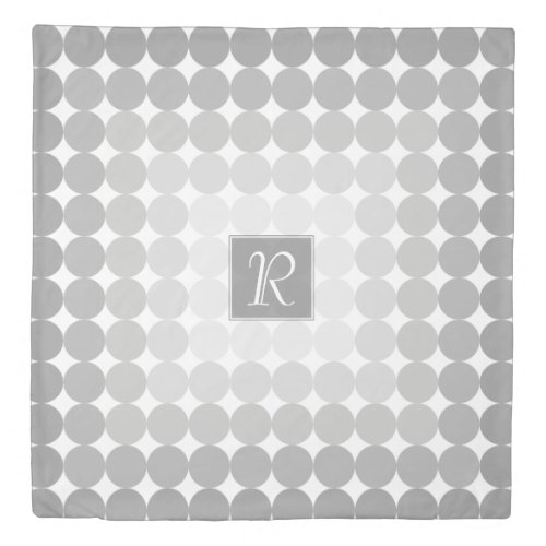 Modern Gray Circles Monogram Duvet Cover