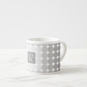 Modern Gray Circles Monogram Espresso Cup