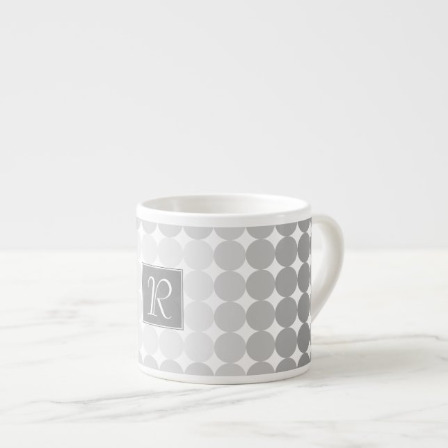 Modern Gray Circles Monogram Espresso Cup (Front Right)