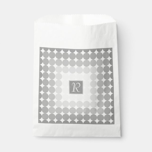 Modern Gray Circles Monogram Favor Bag (Front)