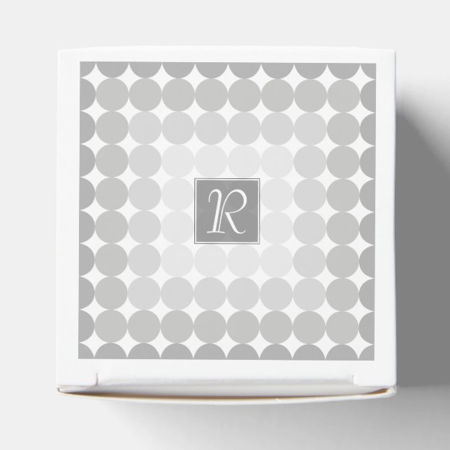 Modern Gray Circles Monogram Favor Boxes (Top)