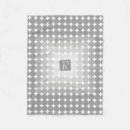 Modern Gray Circles Monogram Fleece Blanket