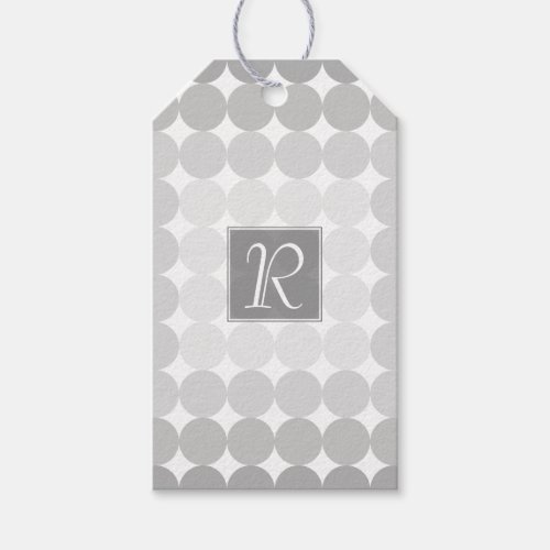 Modern Gray Circles Monogram Gift Tags