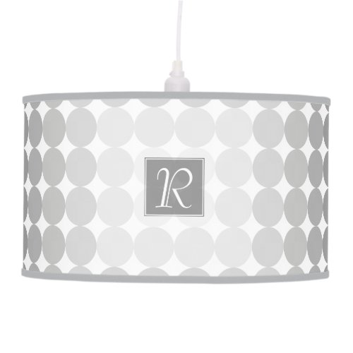 Modern Gray Circles Monogram Hanging Lamp